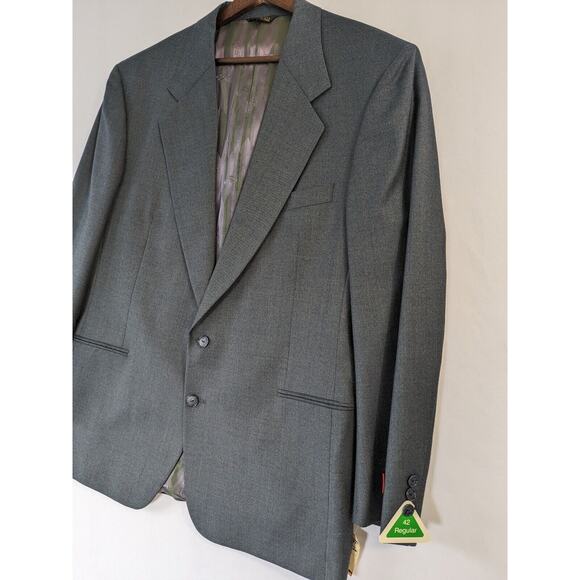 Vintage LeBaron Wool Blazer‎ Men's Size 42R Union Made USA Gray Model Howell New - Picture 2 of 16